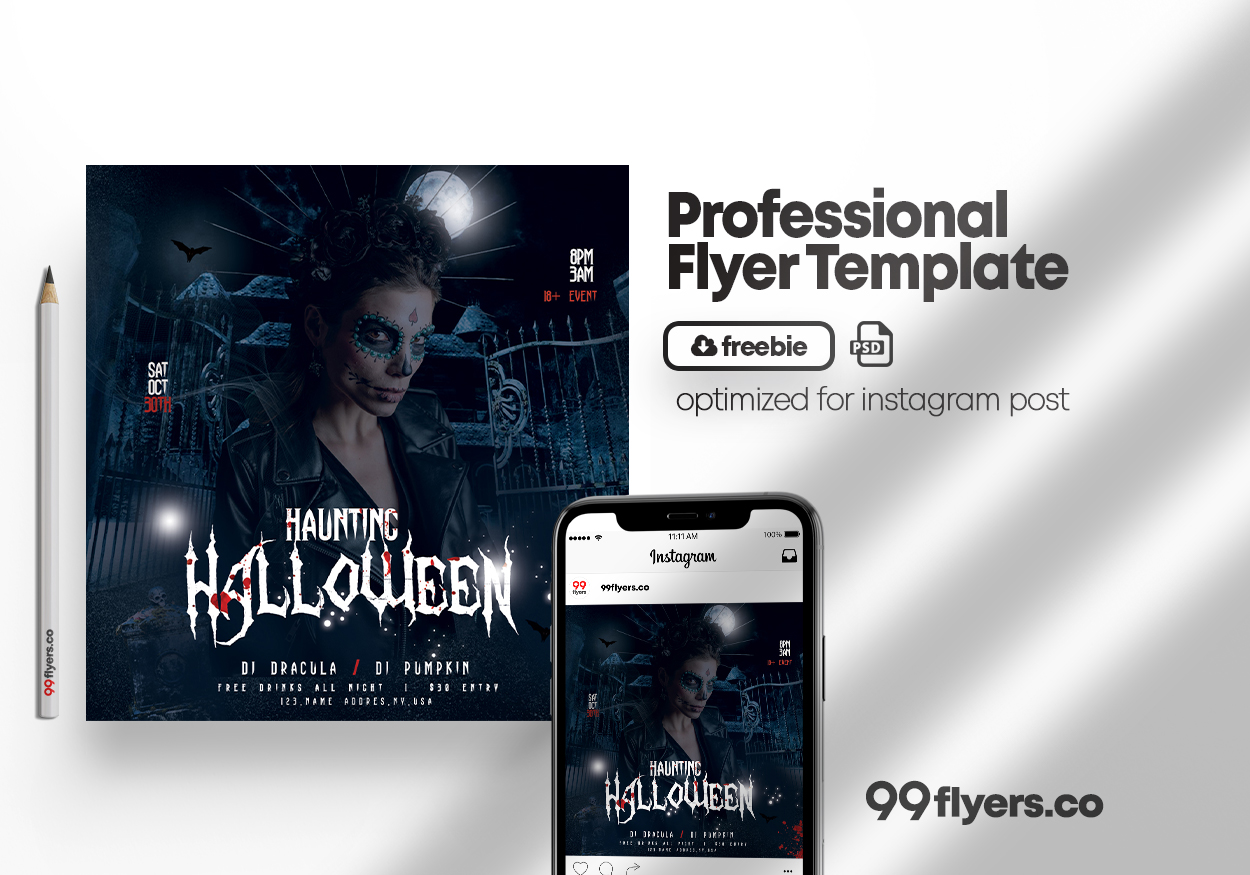 Scary Halloween Party Free PSD Flyer Template