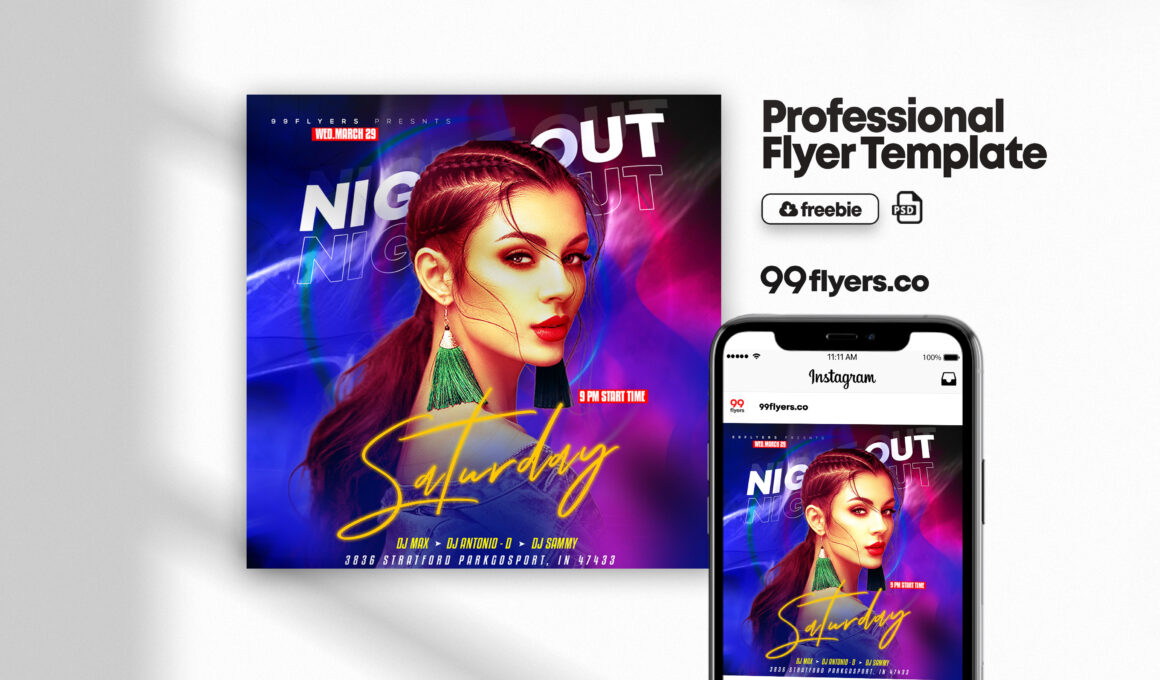 Night Out Party Free PSD Flyer Template